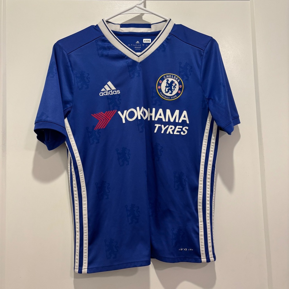 Adidas Chelsea FC Youth Large Blue Soccer Jersey Yokohama Tyres Climacool